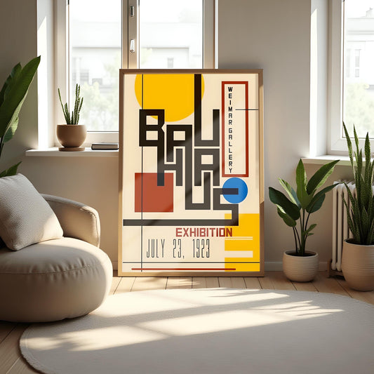 Vintage Bauhaus Exhibition Poster, Geometric Abstract Art, 1923 Modernist Print, Weimar Gallery Graphic Design, Mid-Century Modern Decor
