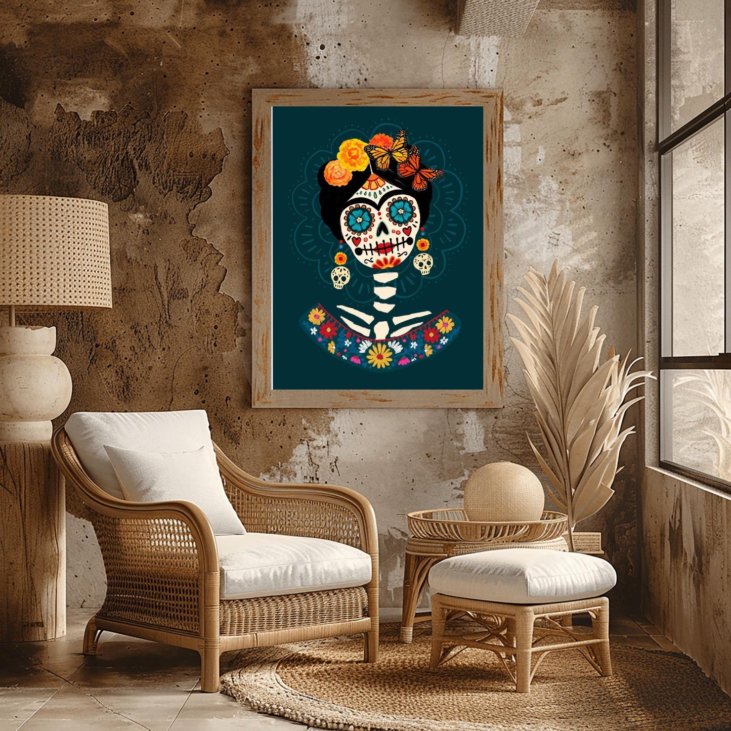 Vibrant Day of the Dead Calavera Print | Mexican Folk Art Skull | Dia de los Muertos Decor | Colorful Sugar Skull Art Cultural Celebration
