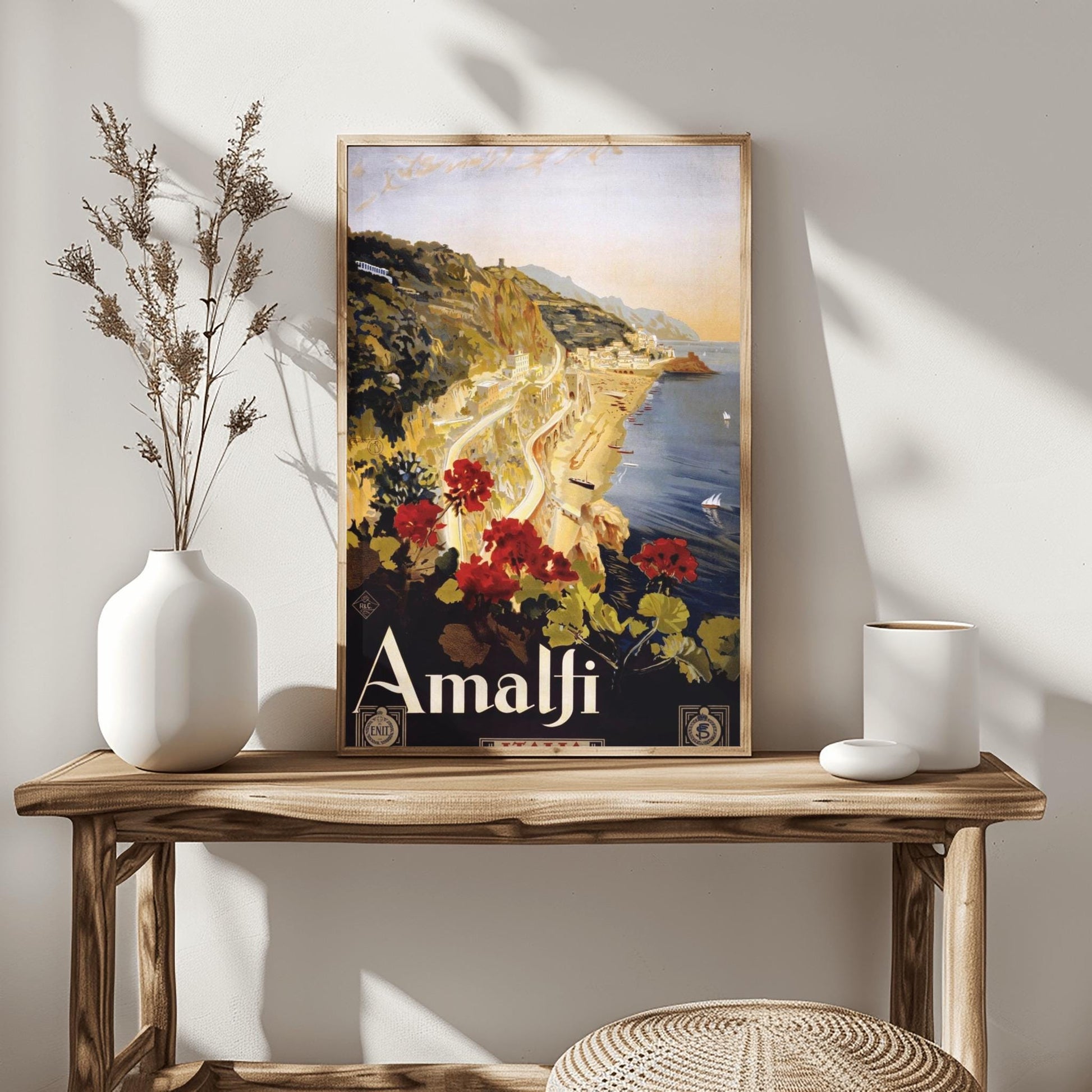 Amalfi Coast Vintage Travel Poster Italy | Retro Mediterranean Wall Art | Italian Riviera (view 4)
