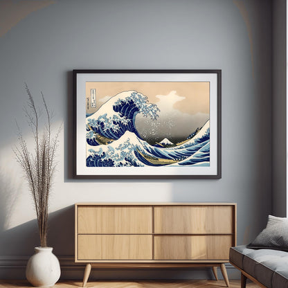 The Great Wave Off Kanagawa Print | Katsushika Hokusai Ukiyo-e Art | Japanese Woodblock Seascape | Iconic Ocean Wave Wall Art | Traditional