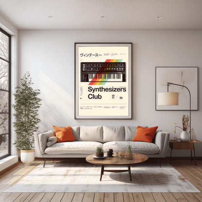 Vintage Moog Multimoog Synthesizer Poster | Retro Synth Music Art Print | Bold Typography (view 4)