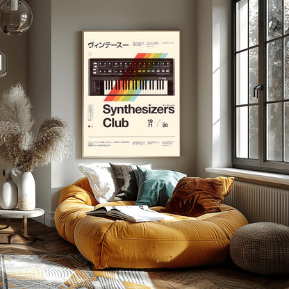 Vintage Moog Multimoog Synthesizer Poster | Retro Synth Music Art Print | Bold Typography (view 5)