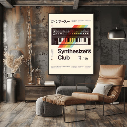 Vintage Moog Multimoog Synthesizer Poster | Retro Synth Music Art Print | Bold Typography (view 7)