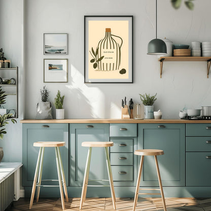 Minimalist Olive Oil Print, Modern Kitchen Wall Art, Extra Virgin Poster, Italian Foodie Decor, Minimalist Food Illustration, Med Kitchen