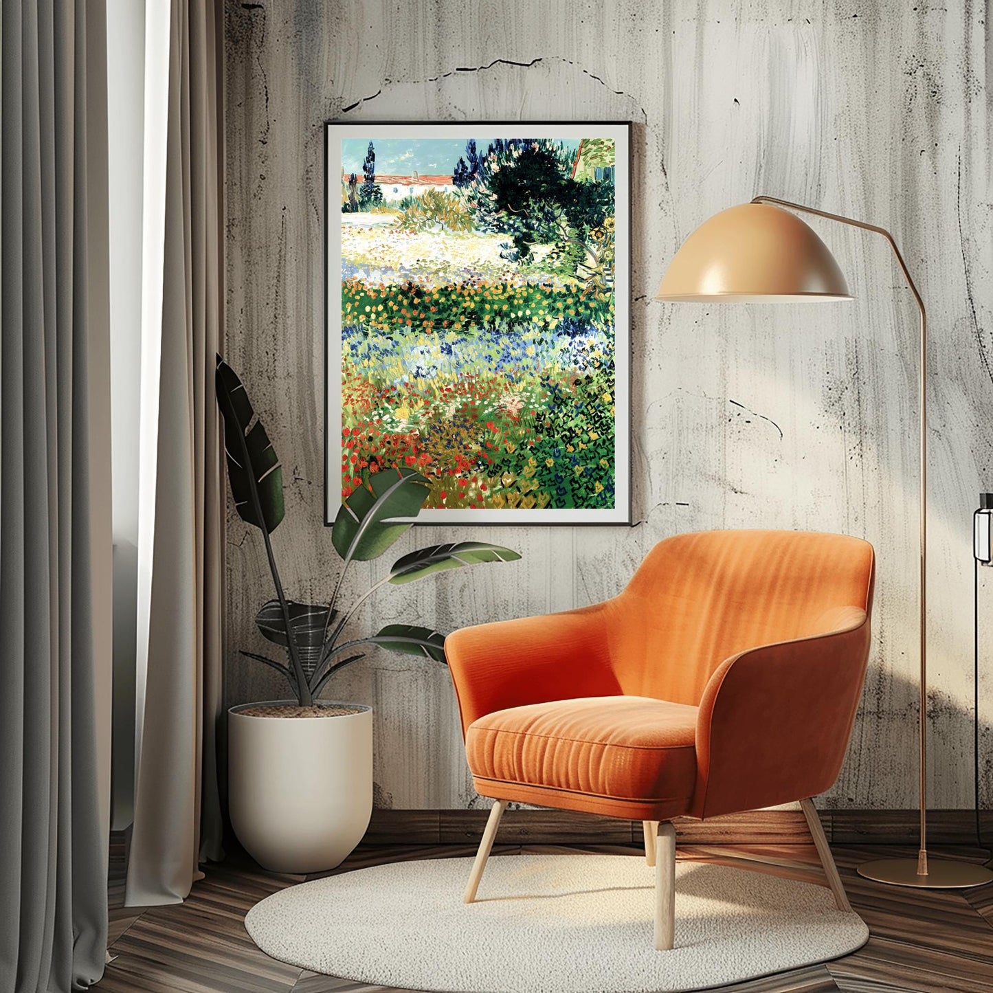 Van Gogh Art Garden Scene Print – Colorful Impressionist Flowers, Nature Wall Art, Classic Landscape Poster, Gift for Art Lovers