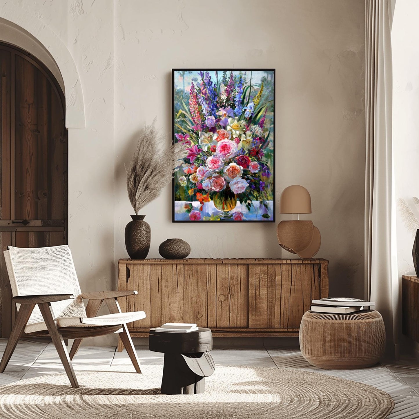 Floral Art Print Vibrant Impressionist Roses Poster | Elegant Still Life Wall Decor | Botanical Home Gift