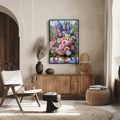 Floral Art Print Vibrant Impressionist Roses Poster | Elegant Still Life Wall Decor | Botanical Home Gift