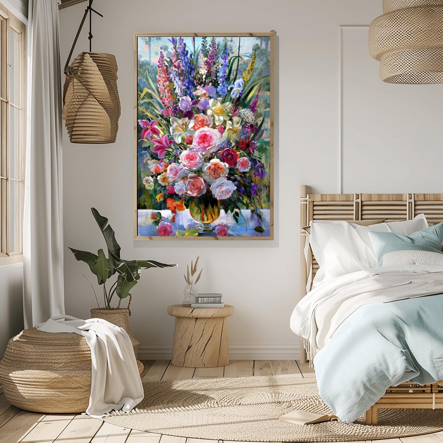 Floral Art Print Vibrant Impressionist Roses Poster | Elegant Still Life Wall Decor | Botanical Home Gift
