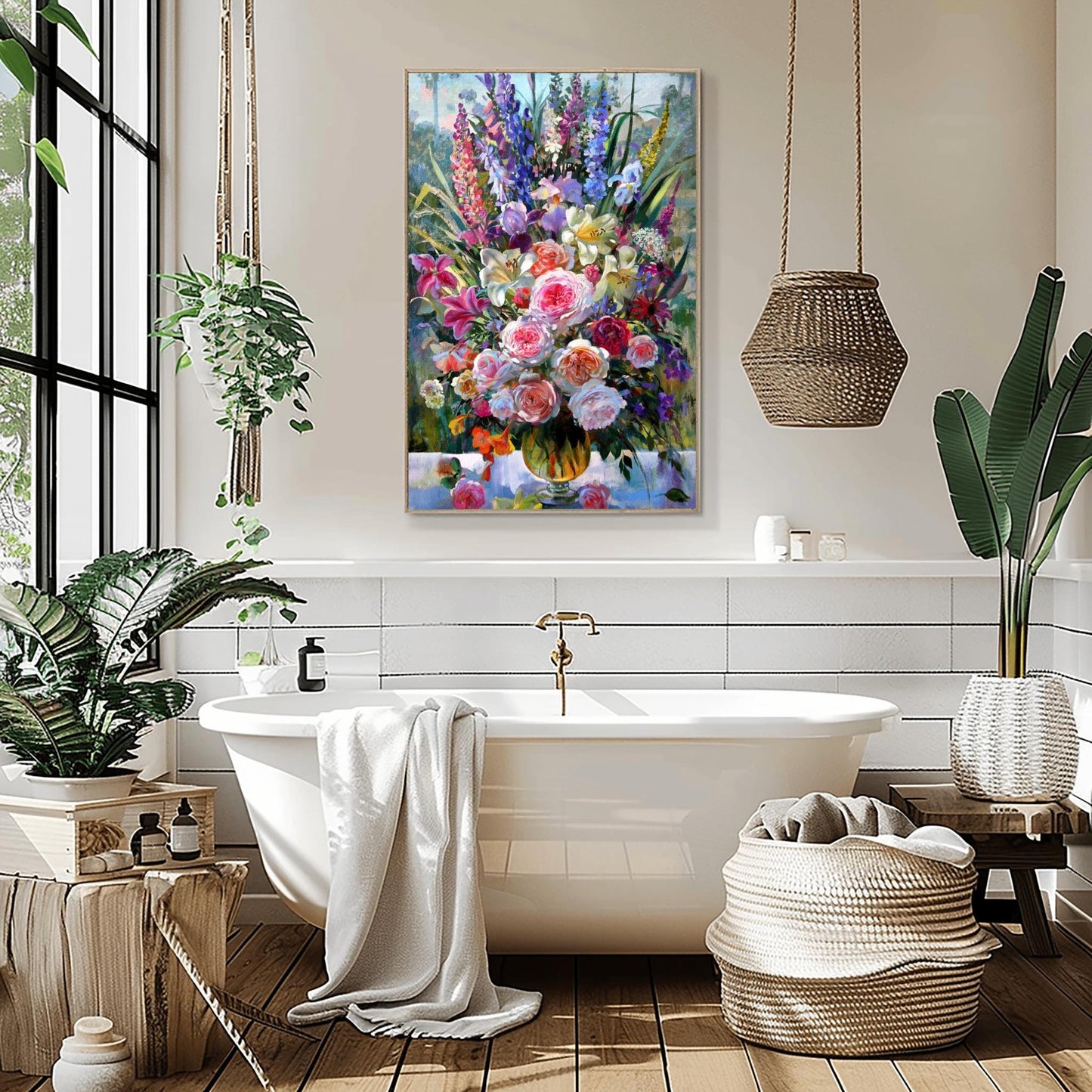 Floral Art Print Vibrant Impressionist Roses Poster | Elegant Still Life Wall Decor | Botanical Home Gift