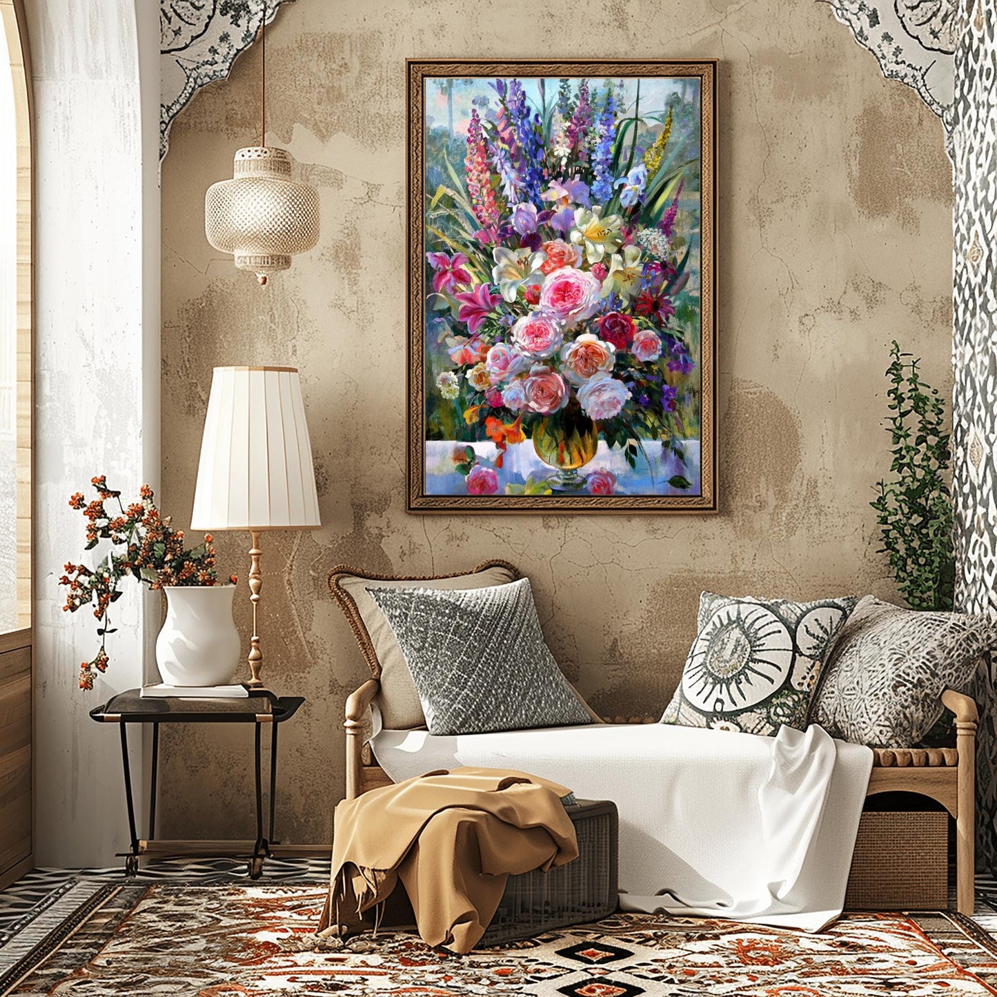 Floral Art Print Vibrant Impressionist Roses Poster | Elegant Still Life Wall Decor | Botanical Home Gift