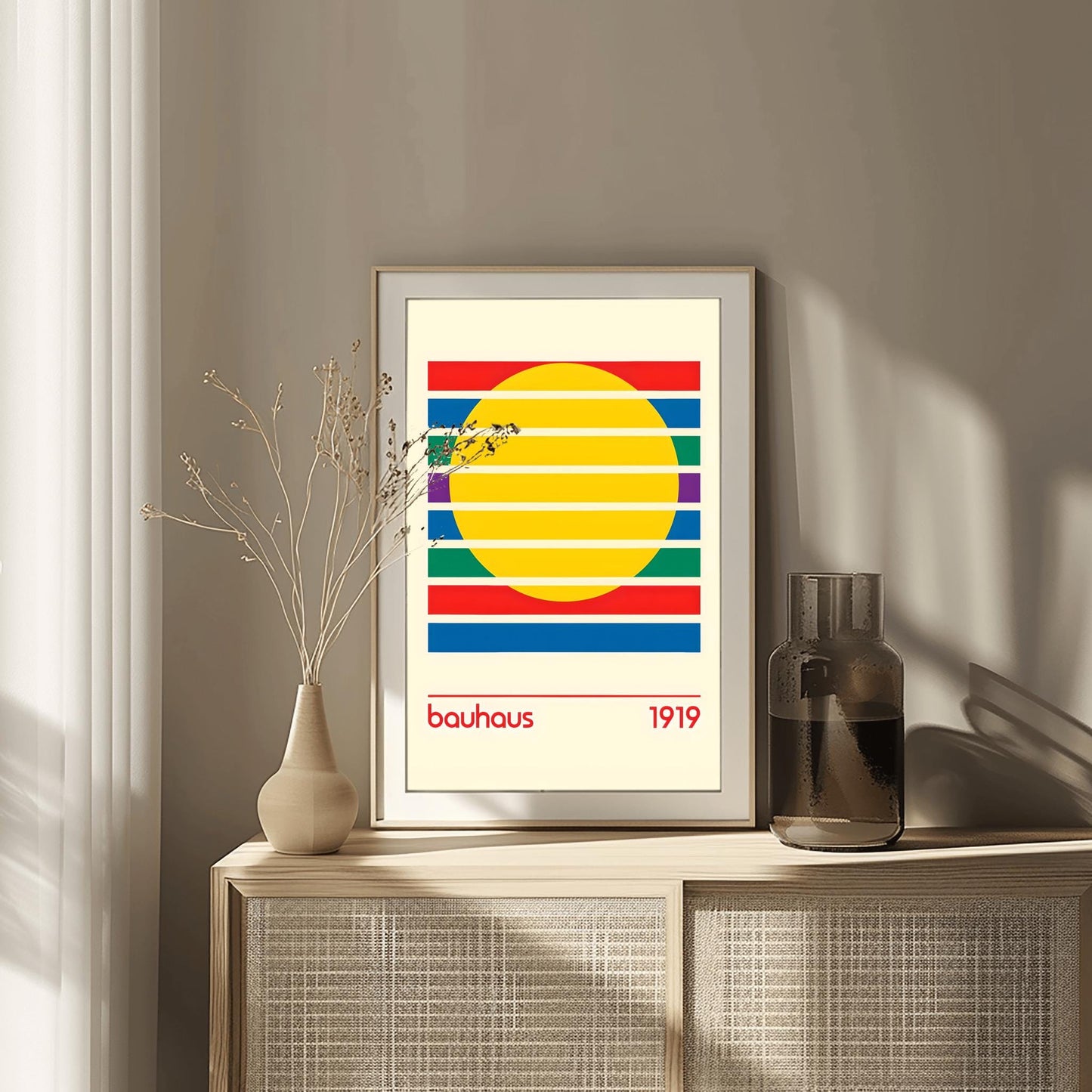 Bauhaus Poster, Minimalist Art Print, Geometric Wall Art, Modernist Design, Bauhaus 1919 Print, Abstract Mid-Century Decor