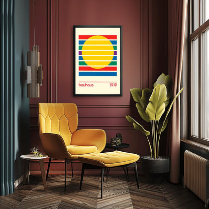 Bauhaus Poster, Minimalist Art Print, Geometric Wall Art, Modernist Design, Bauhaus 1919 Print, Abstract Mid-Century Decor