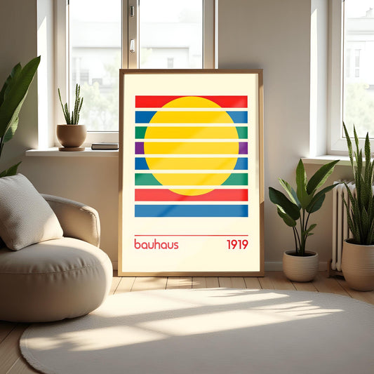 Bauhaus Poster, Minimalist Art Print, Geometric Wall Art, Modernist Design, Bauhaus 1919 Print, Abstract Mid-Century Decor