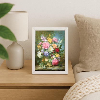 Fine Art Print, Peonies and Mixed Flowers by Albert Williams, Classical Floral Still Life, Vibrant Botanical Poster, Romantic Wall Decor
