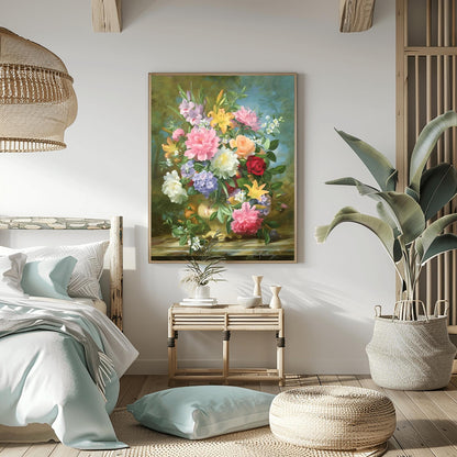Fine Art Print, Peonies and Mixed Flowers by Albert Williams, Classical Floral Still Life, Vibrant Botanical Poster, Romantic Wall Decor