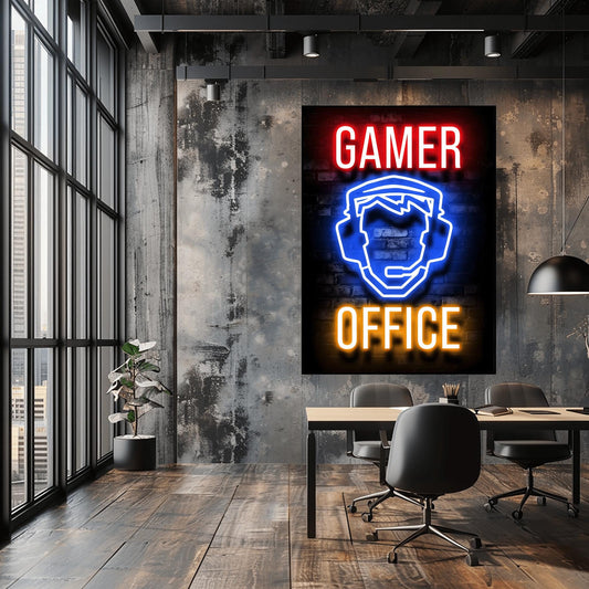 Gamer Poster Neon Sign Print – Gaming Room Wall Art, Man Cave & Boys Bedroom Decor, Streamer Gift