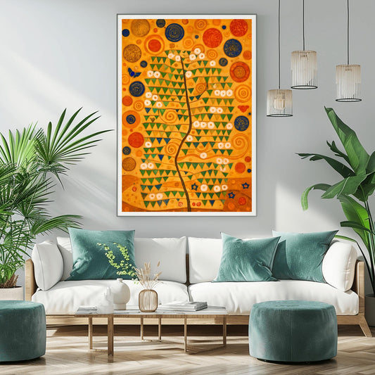 Gustav Klimt Tree of Life Poster, Art Nouveau Wall Decor, Golden Forest Print, Symbolist Whimsical Nature Painting for Home