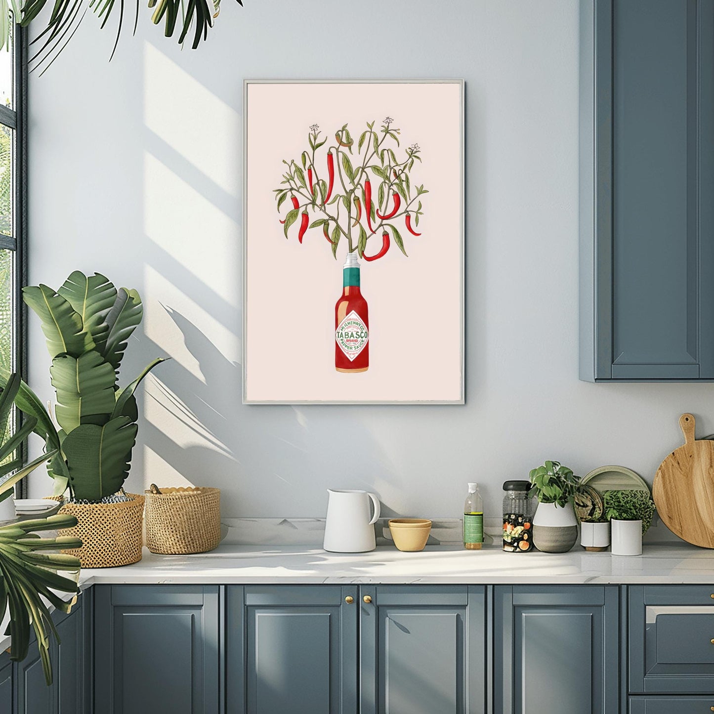 Tabasco Chili Plant Art Print | Unique Kitchen & Dining Decor | Botanical Illustration Poster | Foodie Gift | Spicy Hot Sauce Fan Art