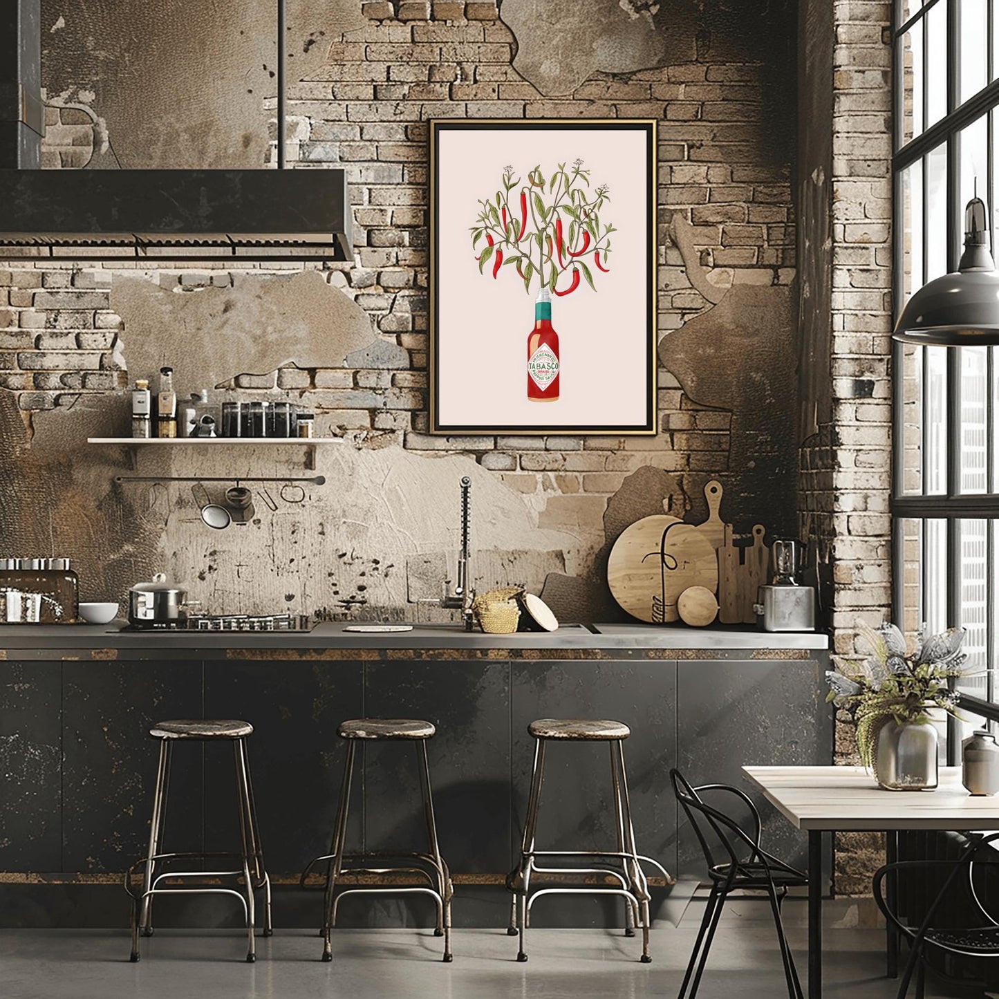 Tabasco Chili Plant Art Print | Unique Kitchen & Dining Decor | Botanical Illustration Poster | Foodie Gift | Spicy Hot Sauce Fan Art
