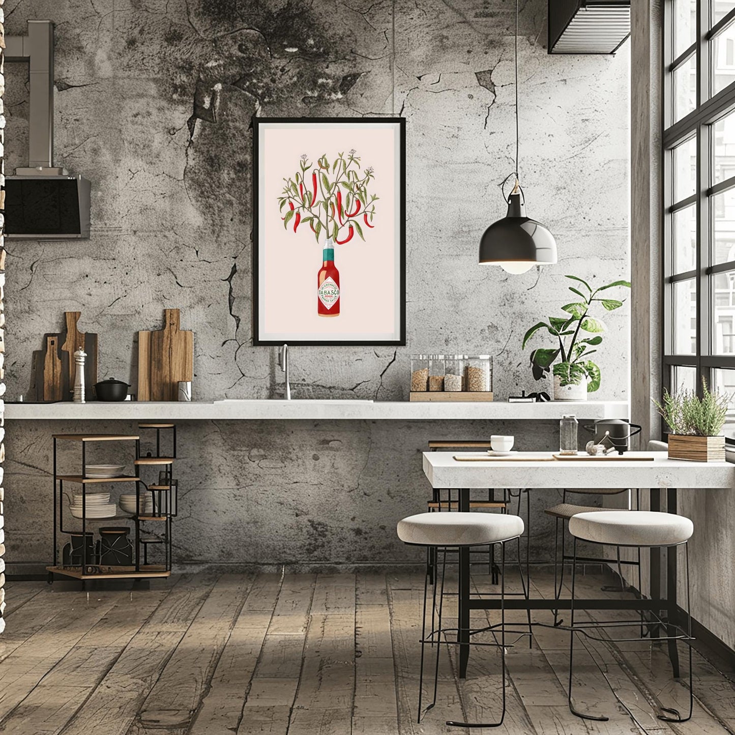 Tabasco Chili Plant Art Print | Unique Kitchen & Dining Decor | Botanical Illustration Poster | Foodie Gift | Spicy Hot Sauce Fan Art