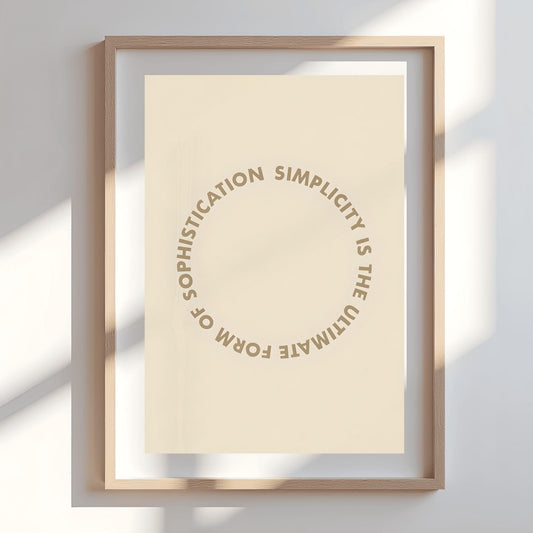 Simplicity Quote Poster, Minimalist Wall Art, 'Sophistication is Simplicity' Print, Modern Home Decor, Typographic Office Art