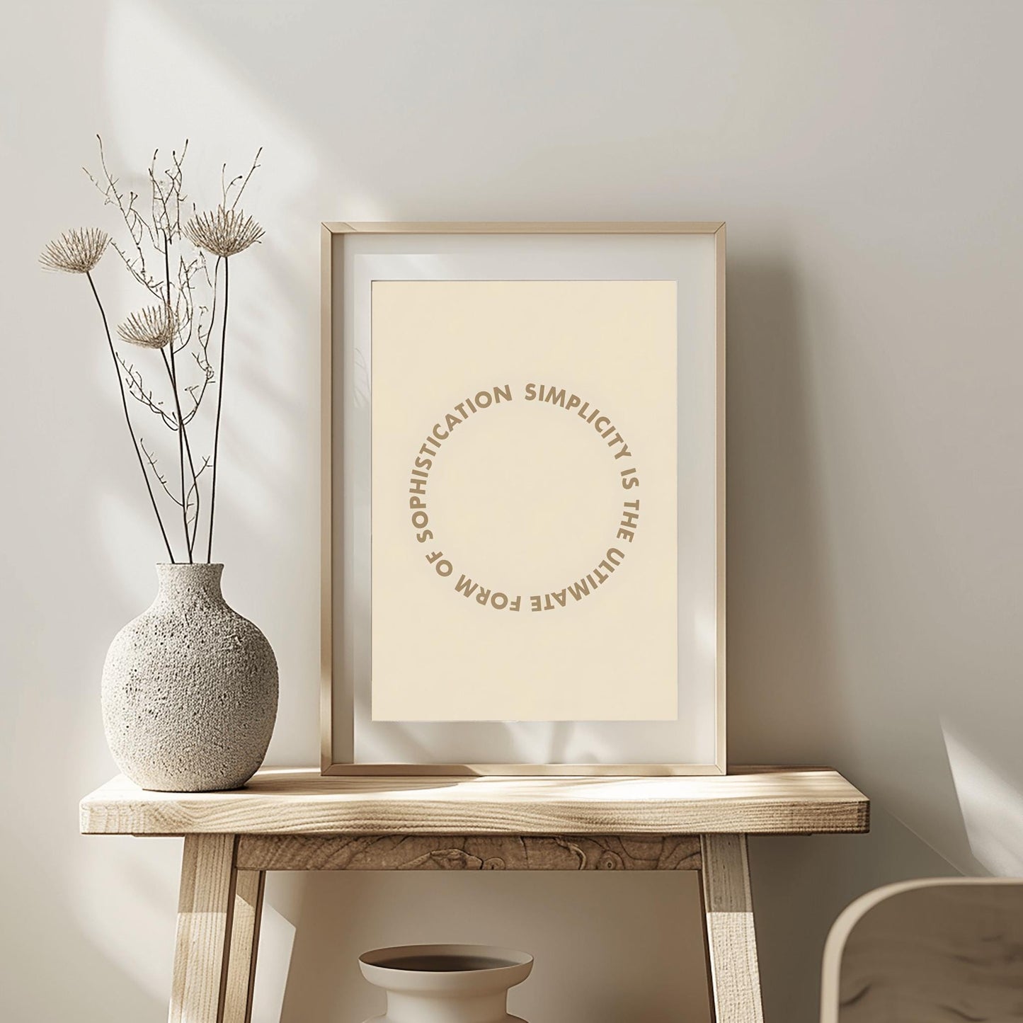 Simplicity Quote Poster, Minimalist Wall Art, 'Sophistication is Simplicity' Print, Modern Home Decor, Typographic Office Art