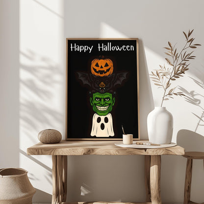 Halloween Wall Decor - Ghosts & Floral Print, Spooky Haunted Garden Art, Mystical Spirit Poster, Gothic Home Decoration