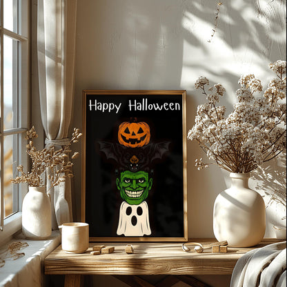 Halloween Wall Decor - Ghosts & Floral Print, Spooky Haunted Garden Art, Mystical Spirit Poster, Gothic Home Decoration