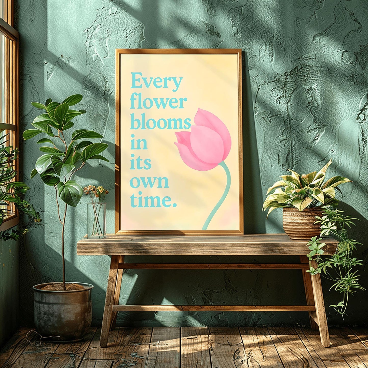 Every Flower Blooms... Motivational Poster, Inspirational Quote Art, Tulip Print, Self Care Decor, Bedroom Wall Art