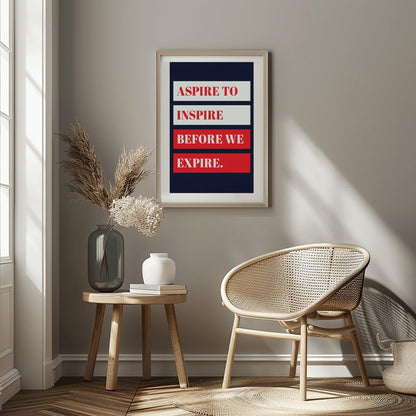 Aspire to Inspire Poster, Motivational Quote Art, Minimalist Office Decor, Dorm Room Wall Art, Inspiring Print