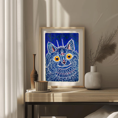 Louis Wain Cat Art Poster – Psychedelic Cat Wall Decor, Trippy Feline Artwork, Outsider Art Print for Cat Lovers & Art Collectors
