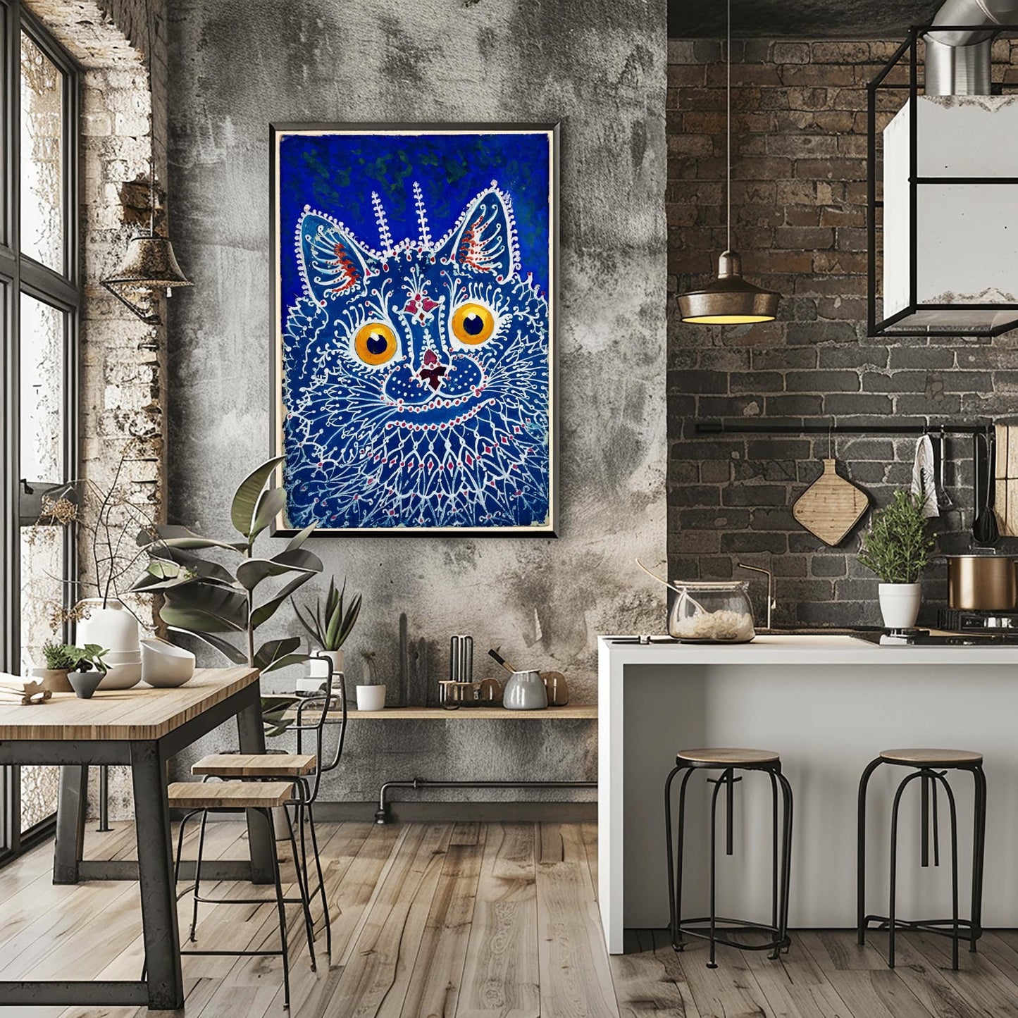 Louis Wain Cat Art Poster – Psychedelic Cat Wall Decor, Trippy Feline Artwork, Outsider Art Print for Cat Lovers & Art Collectors