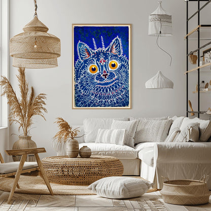 Louis Wain Cat Art Poster – Psychedelic Cat Wall Decor, Trippy Feline Artwork, Outsider Art Print for Cat Lovers & Art Collectors