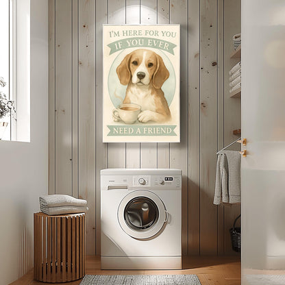 Motivational Dog Poster, Beagle Art Print, 'I'm Here For You', Dog Lover Gift, Friendship Quote, Watercolor Pet Print