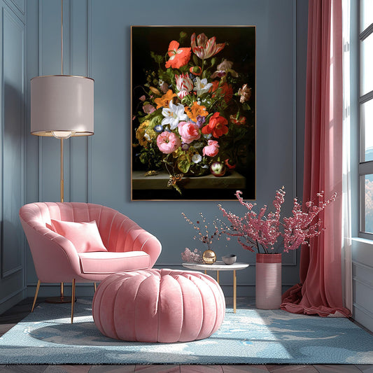 Rachel Ruysch Still Life, Dutch Golden Age Floral Print, Masterpiece Fine Art, Dark Floral Wall Decor, Vintage Painting Poster, Museum Art