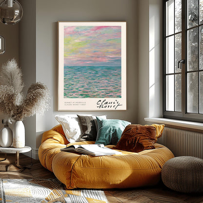 Monet Print Sunset at Pourville, Claude Monet Seascape Painting, Impressionist Wall Art, Classic Art Poster, Vibrant Sunset Decor, Art Gift