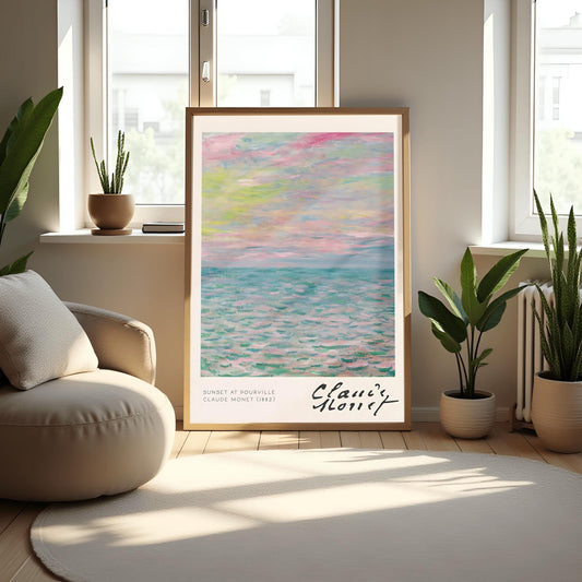 Monet Print Sunset at Pourville, Claude Monet Seascape Painting, Impressionist Wall Art, Classic Art Poster, Vibrant Sunset Decor, Art Gift