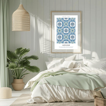 Azulejo Tilework Poster, Portuguese Tile Print, Blue and White Spanish Decor, Traditional Tile Art, Mediterranean Decor Pattern Wall Art
