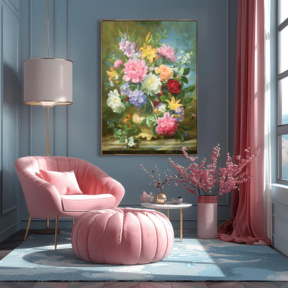 Fine Art Print, Peonies and Mixed Flowers by Albert Williams, Classical Floral Still Life, Vibrant Botanical Poster, Romantic Wall Decor