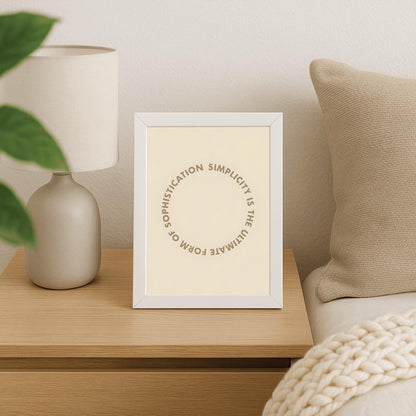 Simplicity Quote Poster, Minimalist Wall Art, 'Sophistication is Simplicity' Print, Modern Home Decor, Typographic Office Art