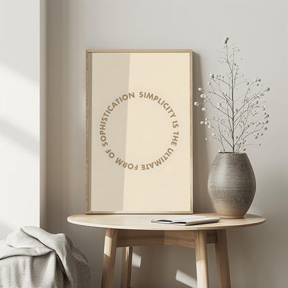 Simplicity Quote Poster, Minimalist Wall Art, 'Sophistication is Simplicity' Print, Modern Home Decor, Typographic Office Art
